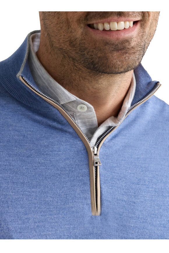 Peter Millar Excursionist Flex Storm Blue Quarter Zip Pullover - view 5