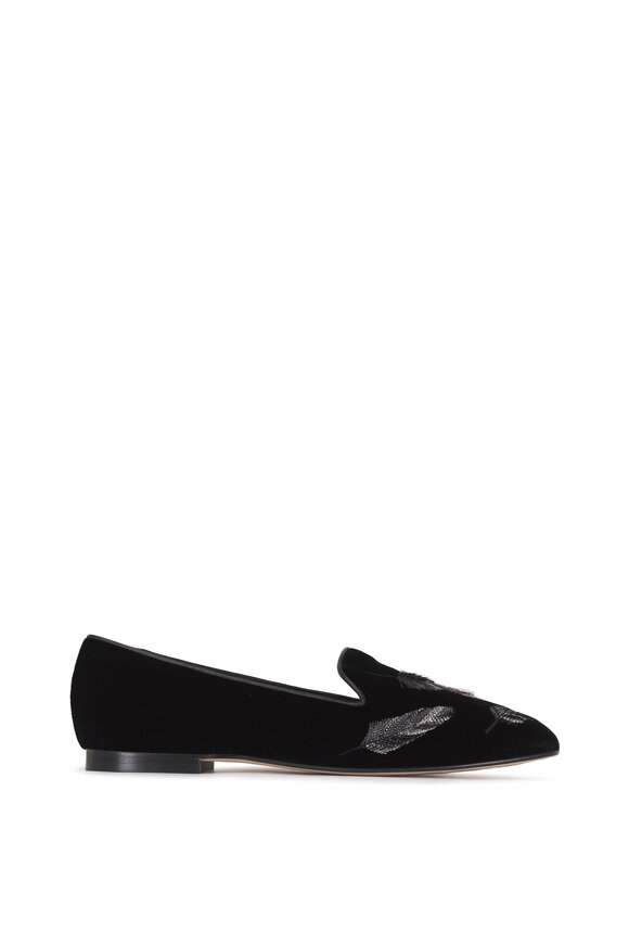 Arteana Gigi Black Velvet Embellished Feather Slipper - view 3