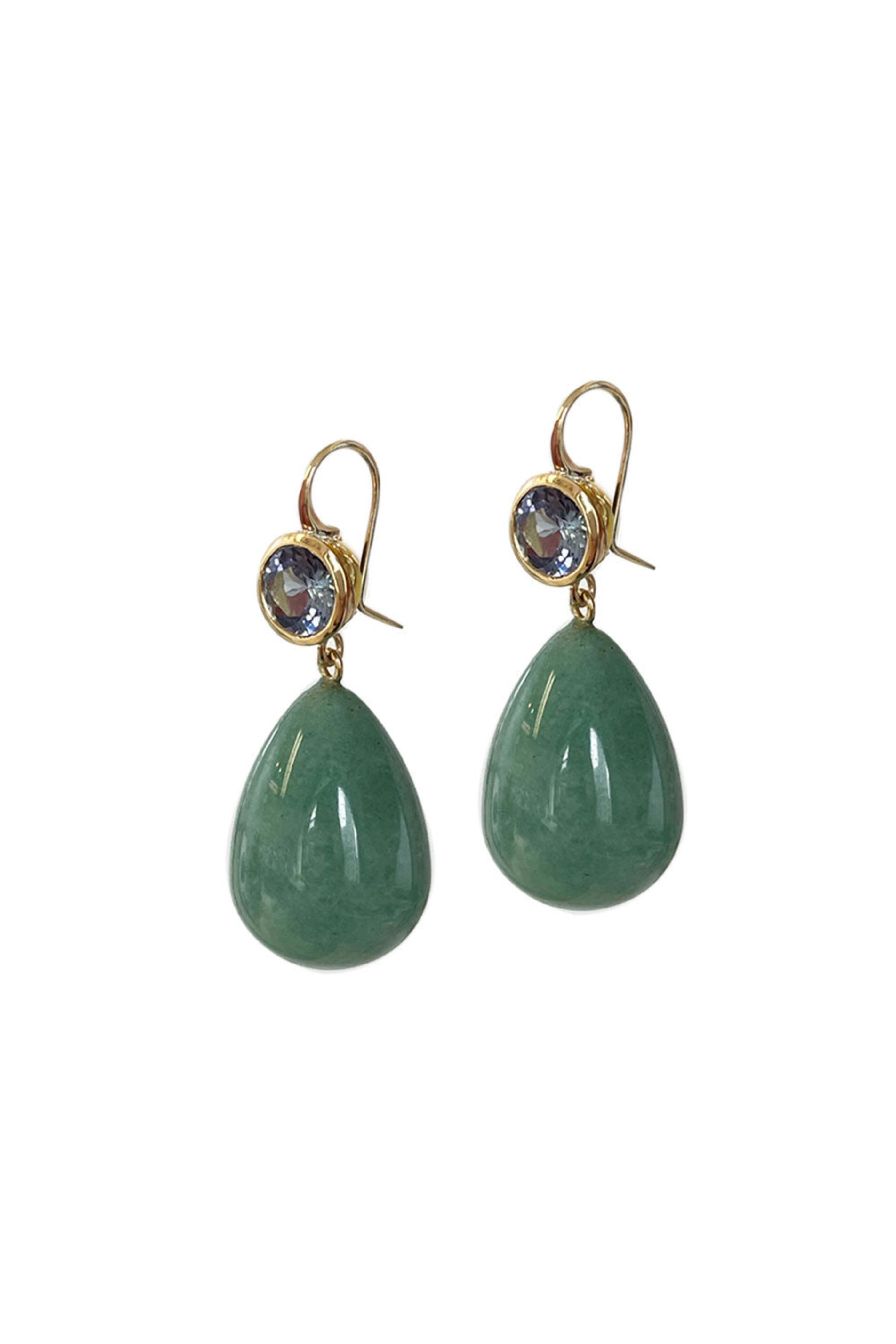 Ray Griffiths - Tanzanite and Green Aventurine Drop Earrings