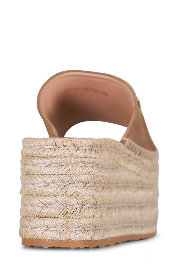 Gianvito Rossi Camel & Natural Suede Wedge Sandal - view 4