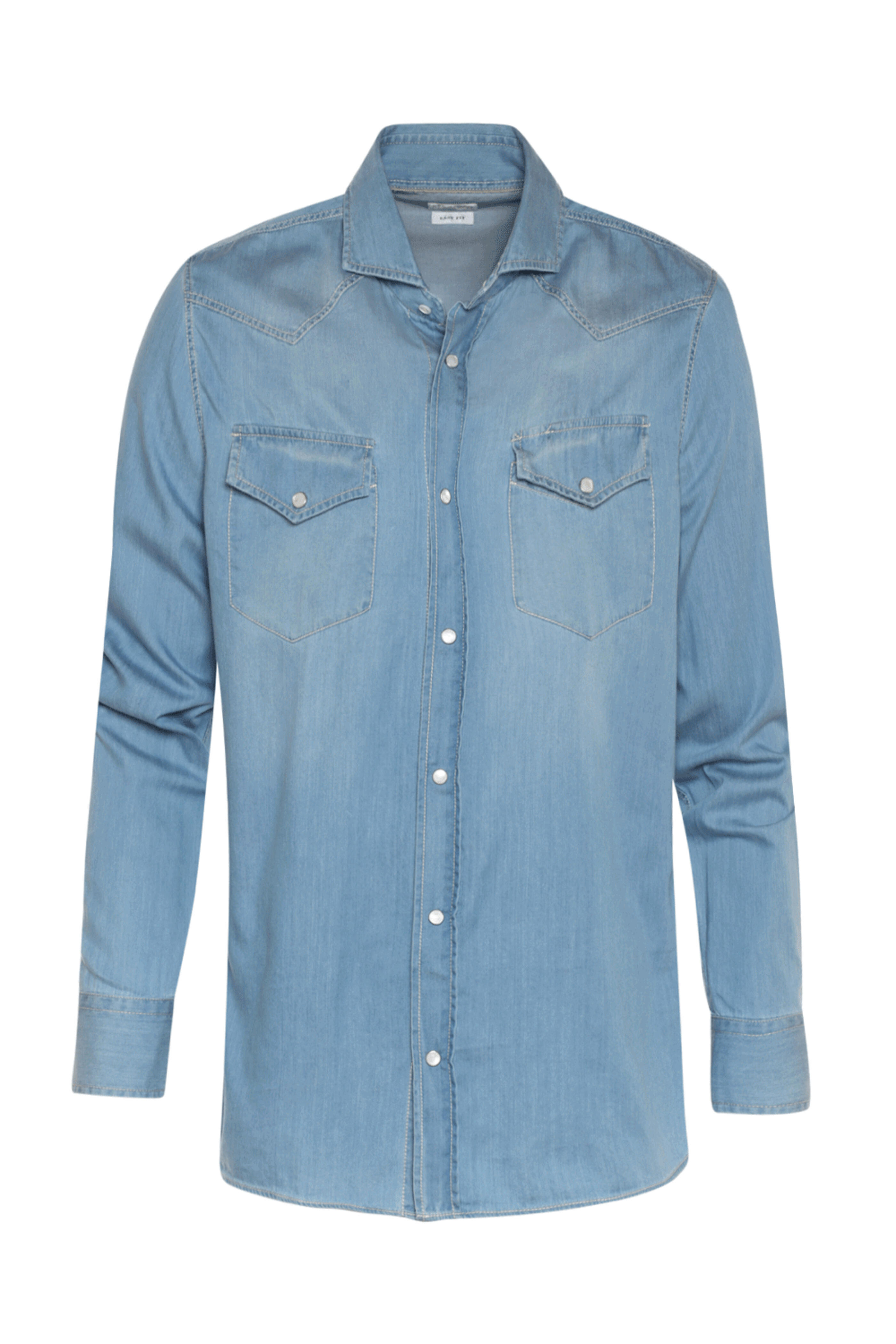 Brunello Cucinelli - Light Wash Denim Cotton Snap Sportshirt