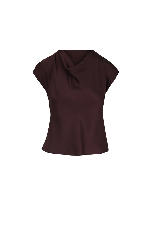 Vince Blackcherry Silk Cowl Neck Blouse - view 1