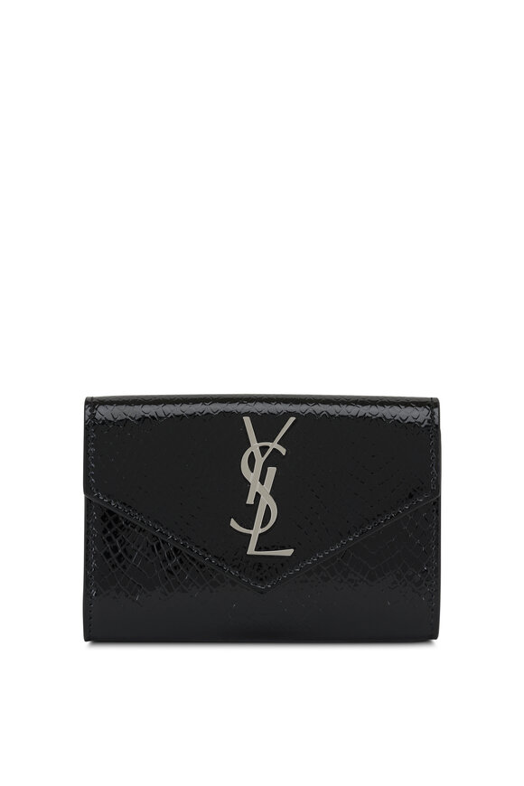 Saint Laurent - Black Embossed Leather Envelope Wallet 