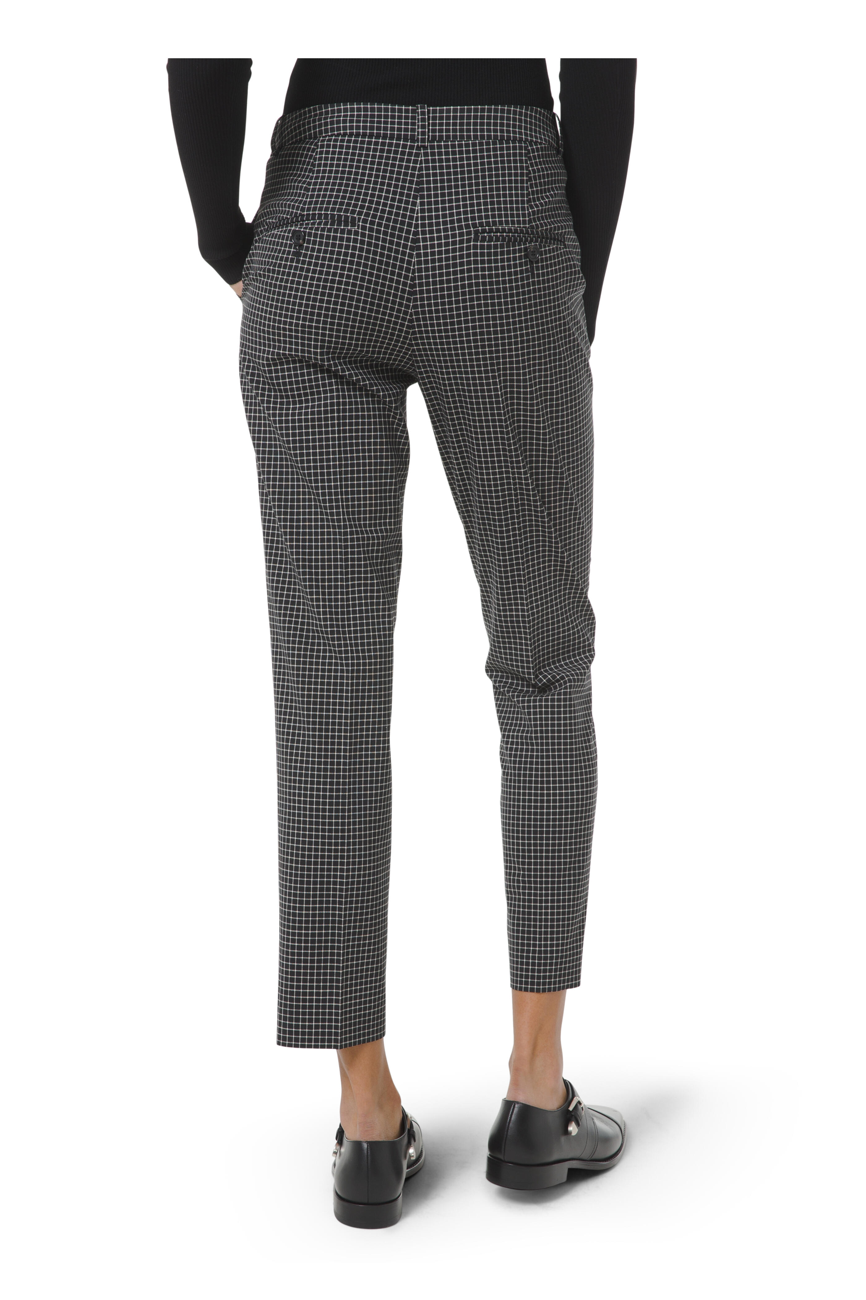 Michael Kors Collection - Sam Black Stretch Wool Mini Windowpane Pant