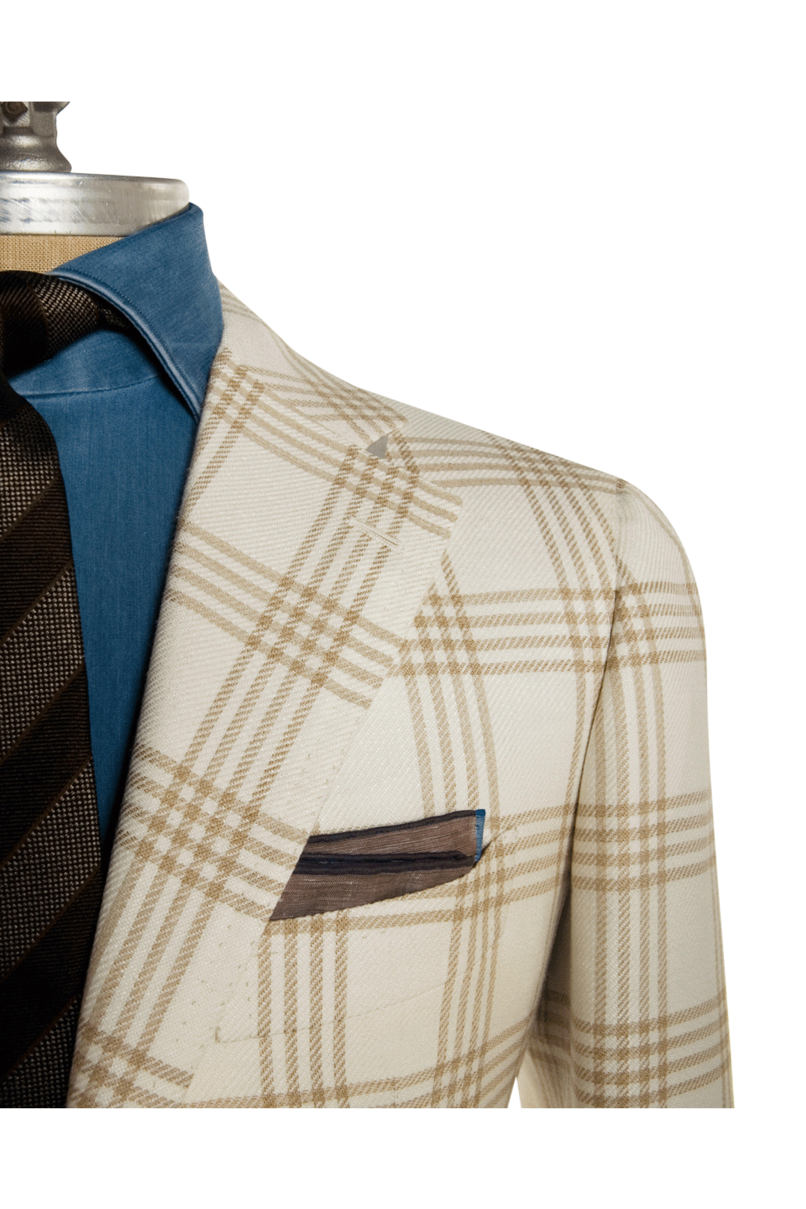 Cesare Attolini - Beige and Cream Windowpane Sportcoat
