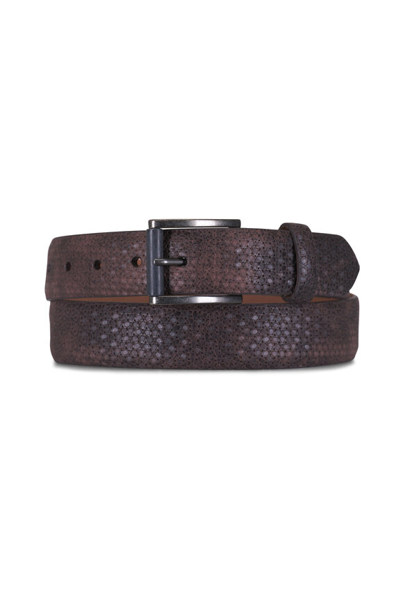 W Kleinberg Brown Embossed Leather Belt