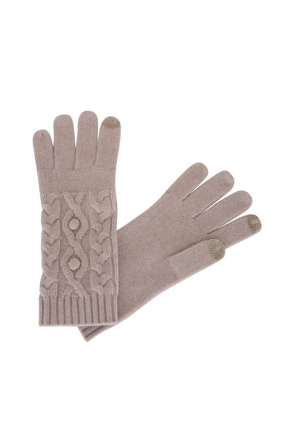 Kinross Dune Cashmere Cable Knit Gloves