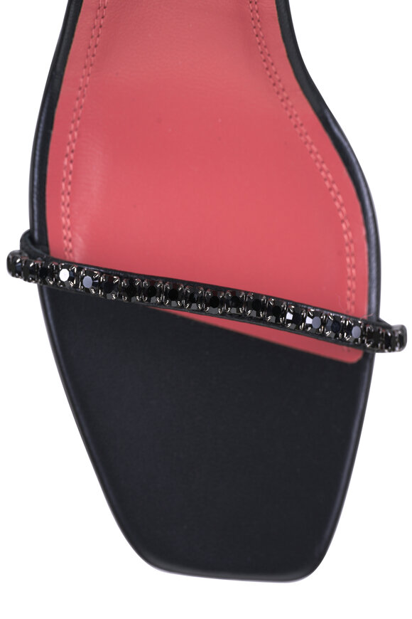 Amina Muaddi - Gilda Jet Black Crystal Strap Leather Sandal, 70mm