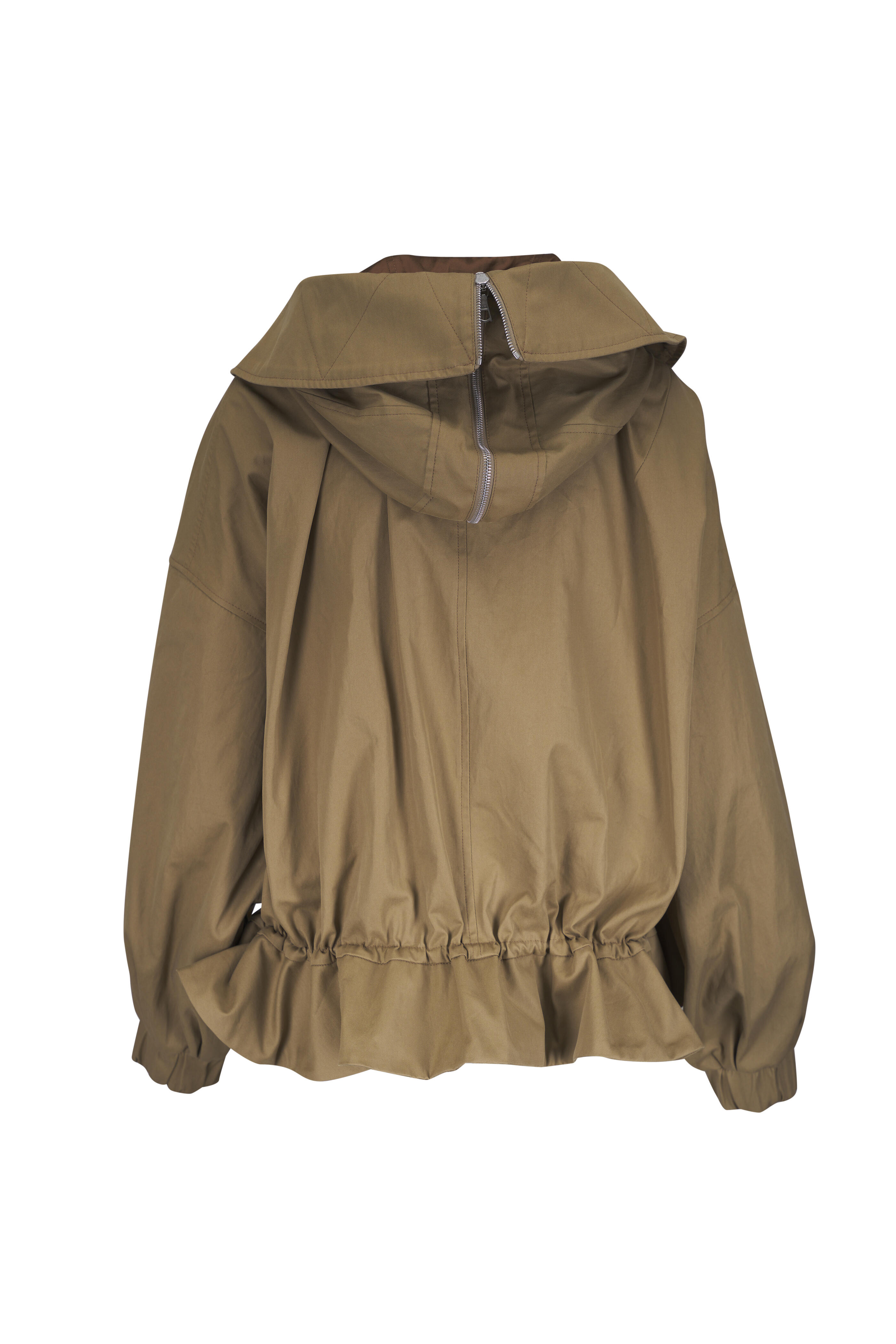 Dries Van Noten - Khaki Gathered Cotton-Twill Hooded Jacket