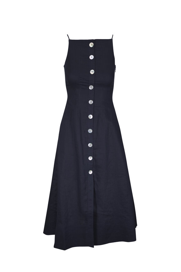 Veronica Beard Georges Navy Linen Midi Dress