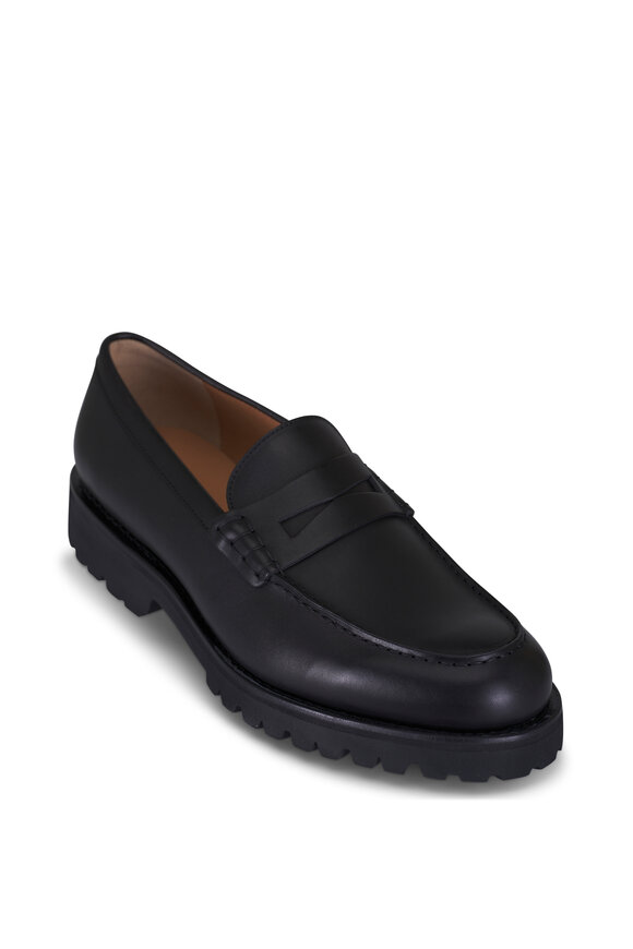 Heschung Aloe Black Leather Penny Loafer