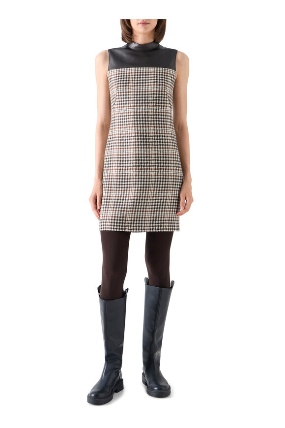 Akris Punto Winter White Mixed Media Plaid Mini Dress - view 2