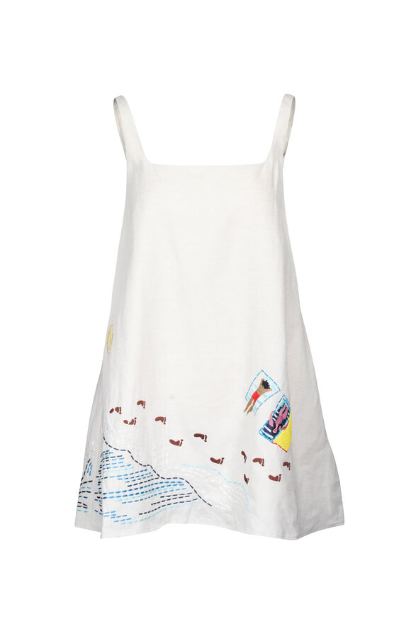 Staud Brio Embroidered Linen Mini Dress