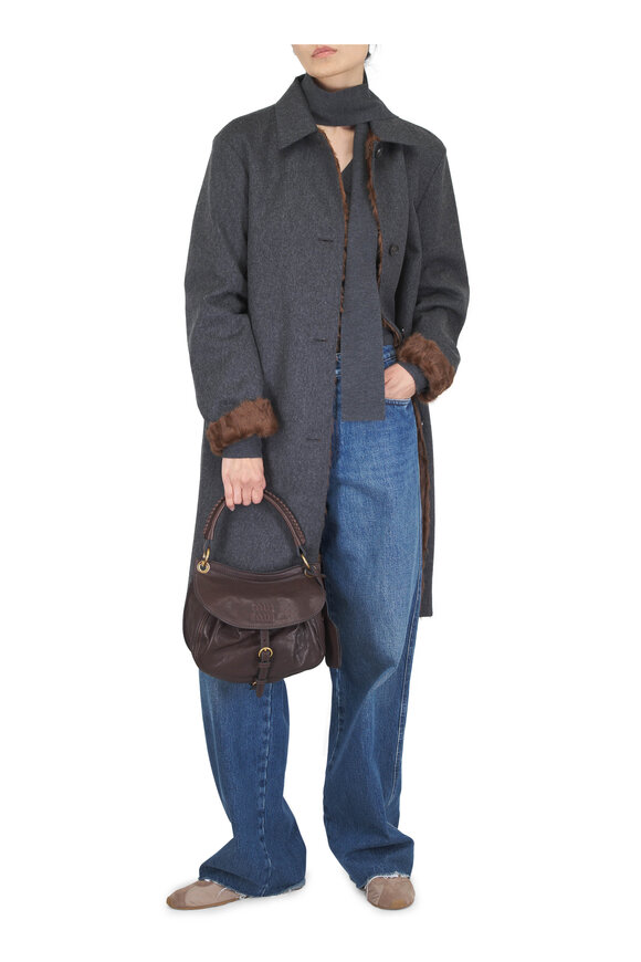 Miu Miu Gray Tie Neck Cardigan - view 2