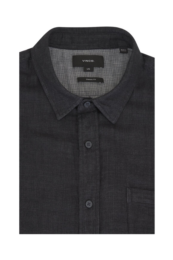 Vince Heathered Black Cotton Double Face Sport Shirt