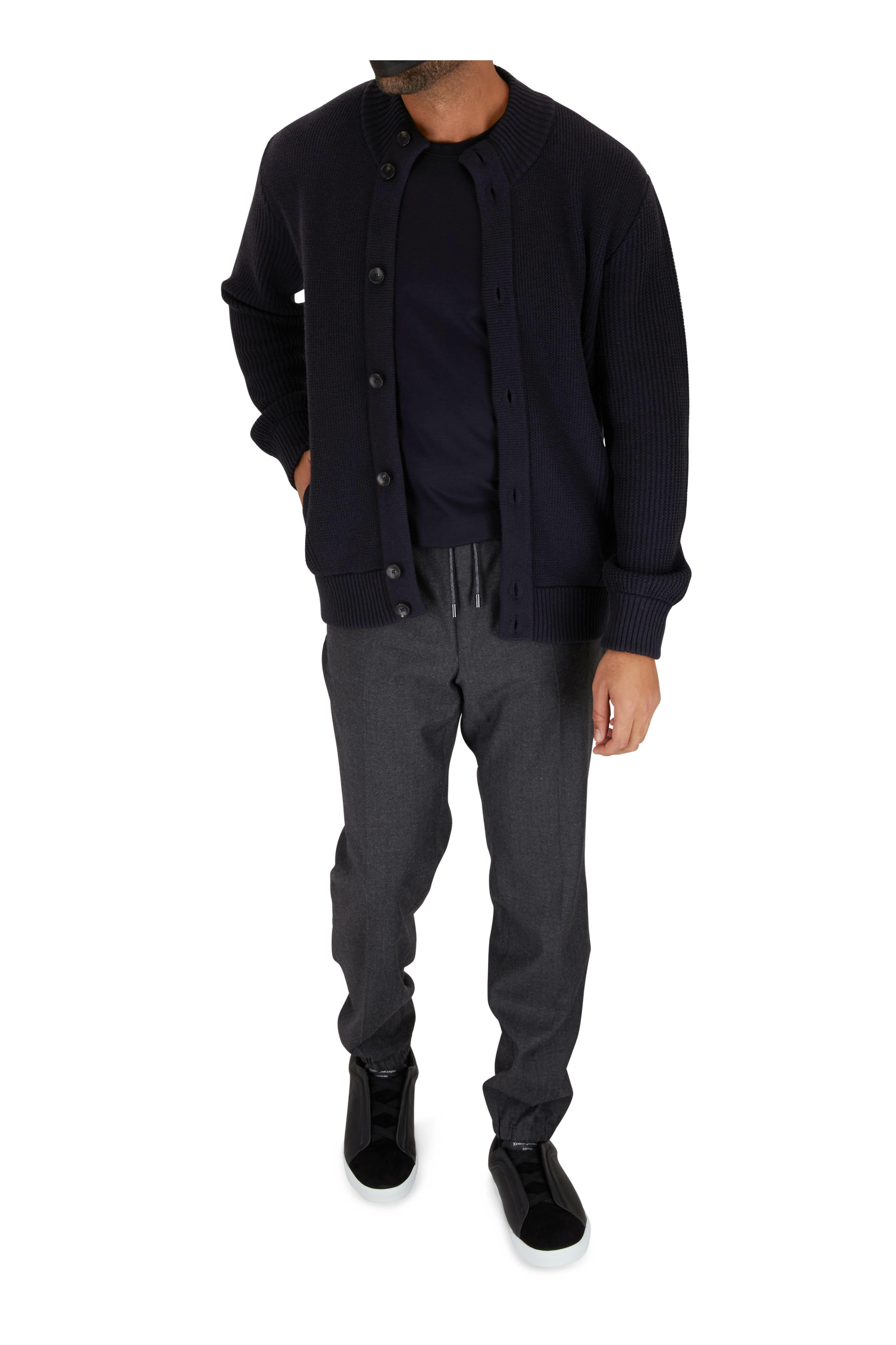 Z Zegna - Gray Flannel Drawstring Jogger | Mitchell Stores