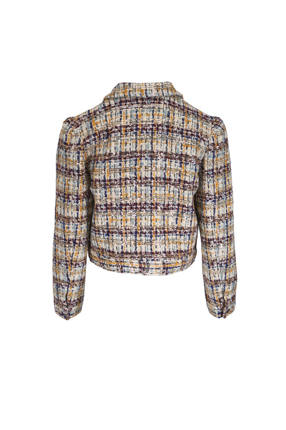 L'Agence Kasey Multi Tweed & Gold Sequin Jacket - view 3