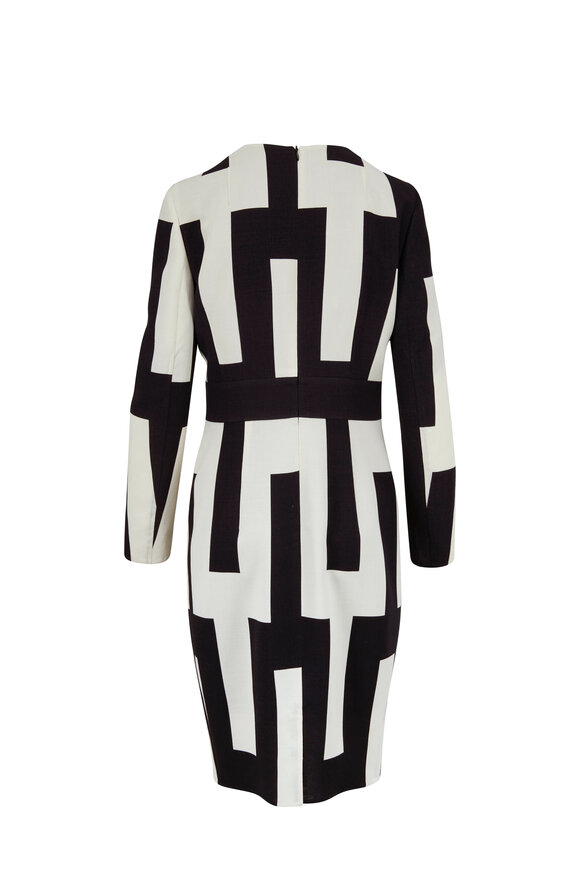 Akris - Black & White Double-Faced Wool Long Sleeve Dress