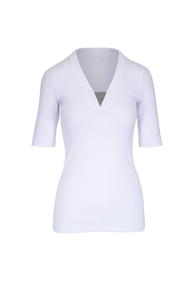 Brunello Cucinelli - White Cotton Poplin Monili Button Down