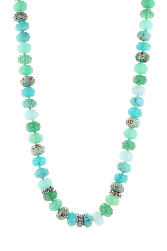 Sheryl Lowe - Green Knot & Diamond Necklace