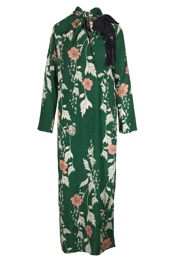 Johanna Ortiz Esencia Femenina Green Hibiscus Print Dress - view 1