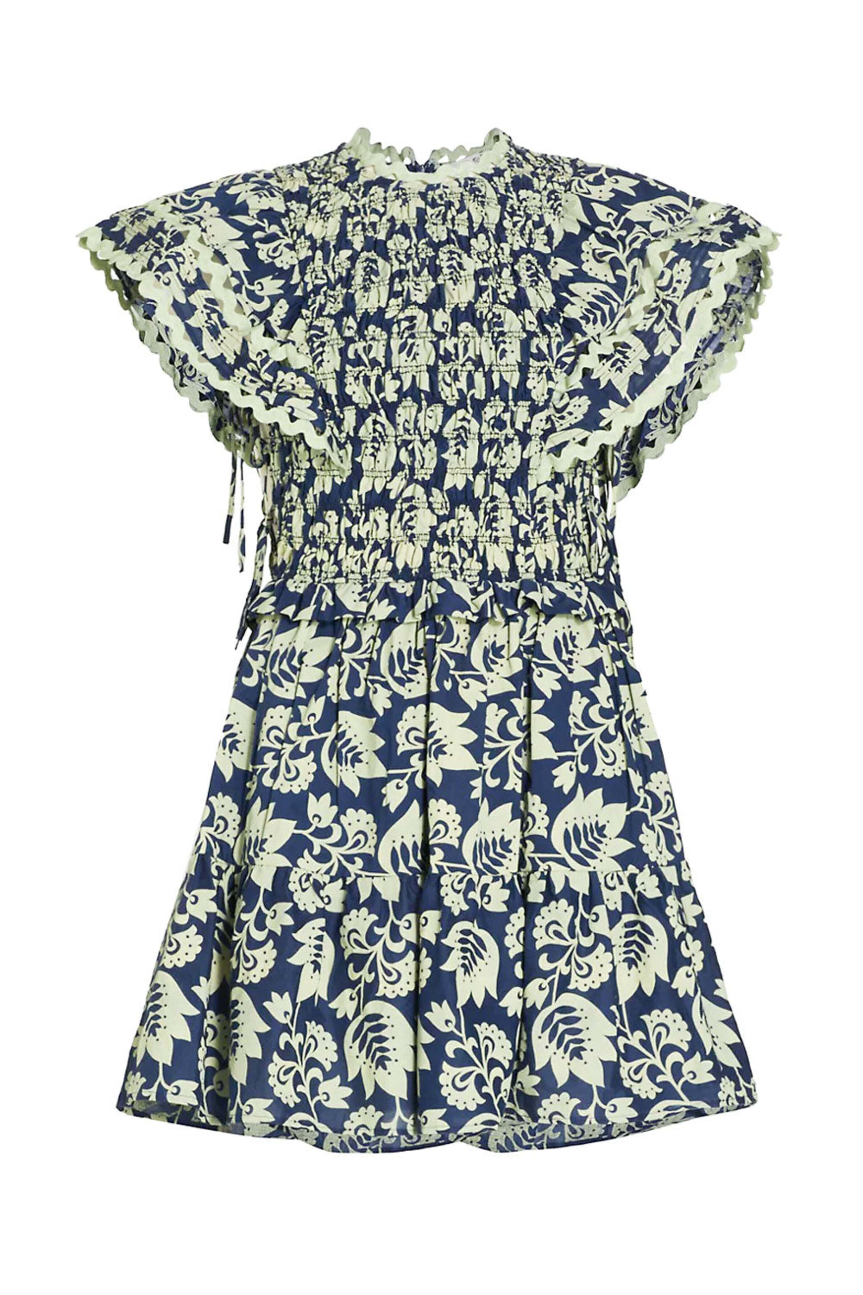 Sea NYC - Blue Linda Short Sleeve Smocked Dress