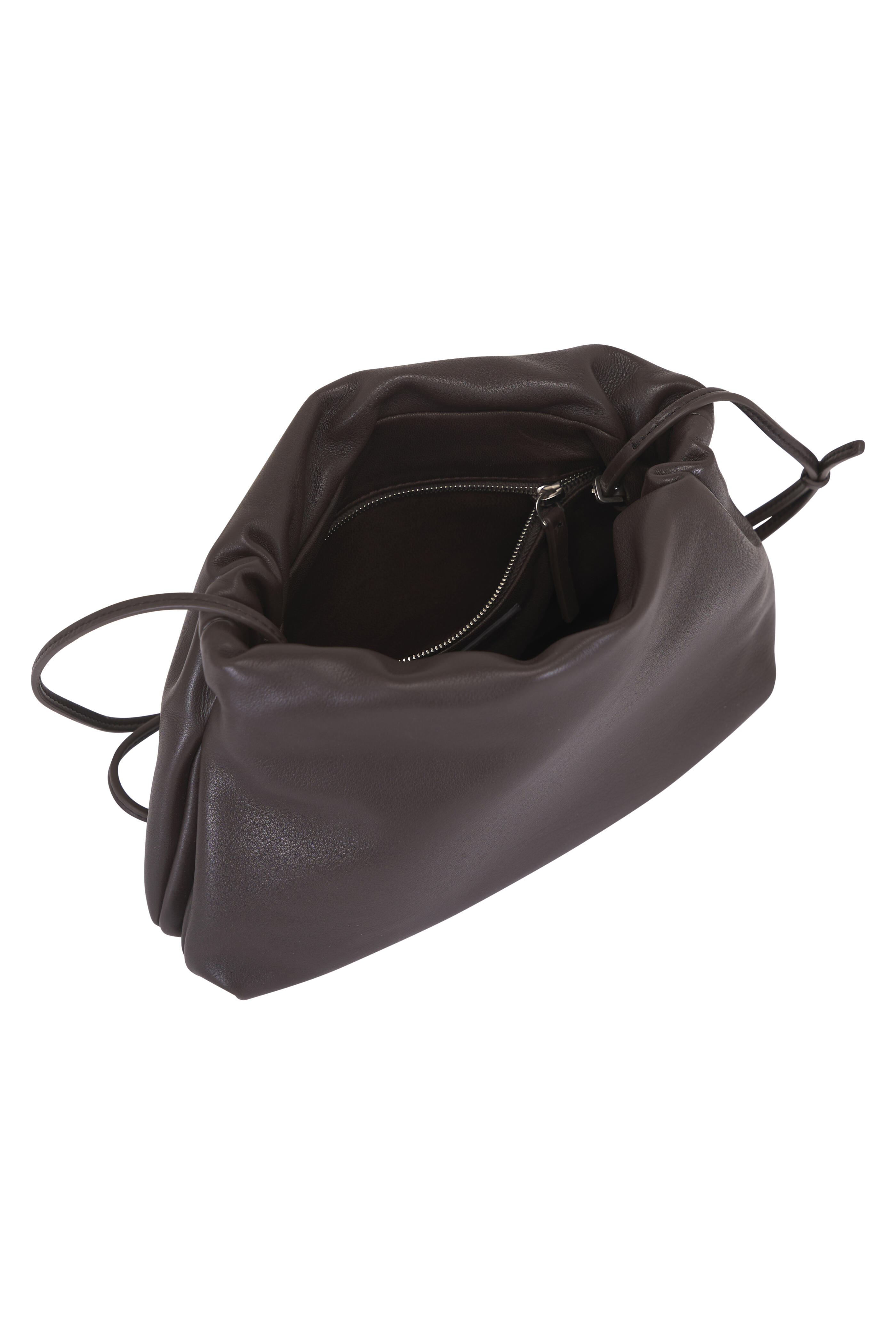 The Row - Bourse Dark Brown Leather Clutch