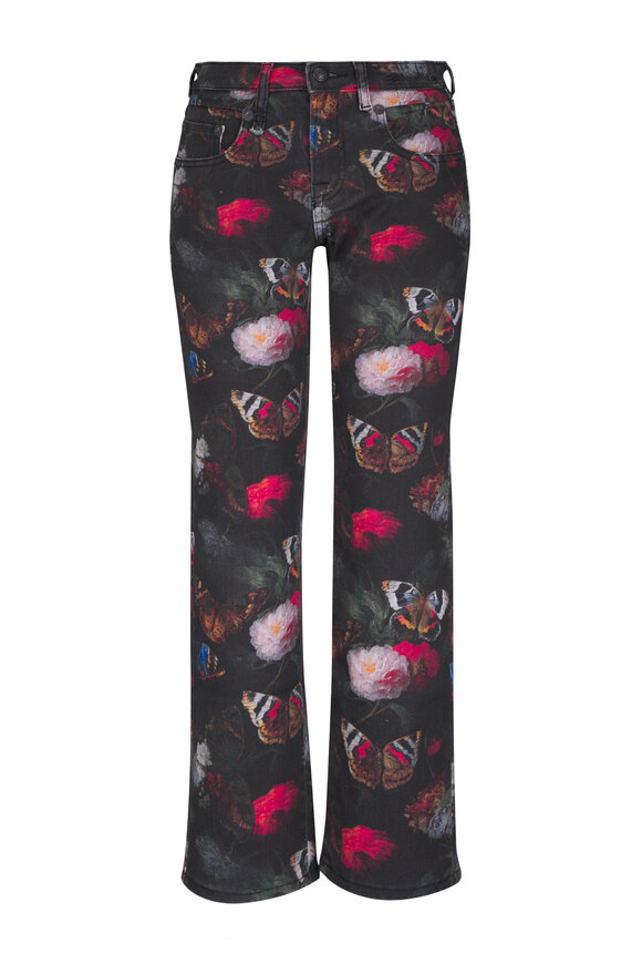 R13 Boy Straight Floral Butterfly Print Jean - view 1