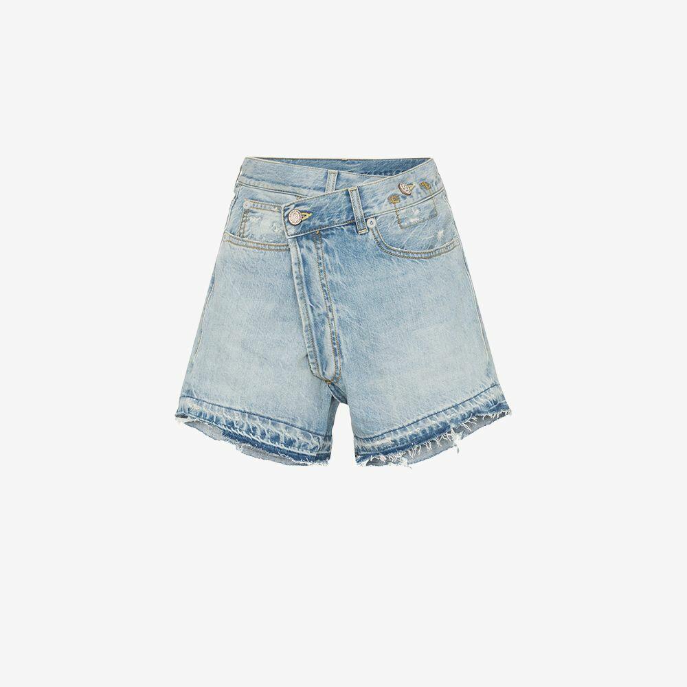 R13 Crossover Tilly With Let Down Hem Jean Short