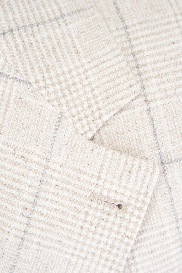 Brunello Cucinelli Sand Check Silk, Wool & Cashmere Sportcoat - view 5