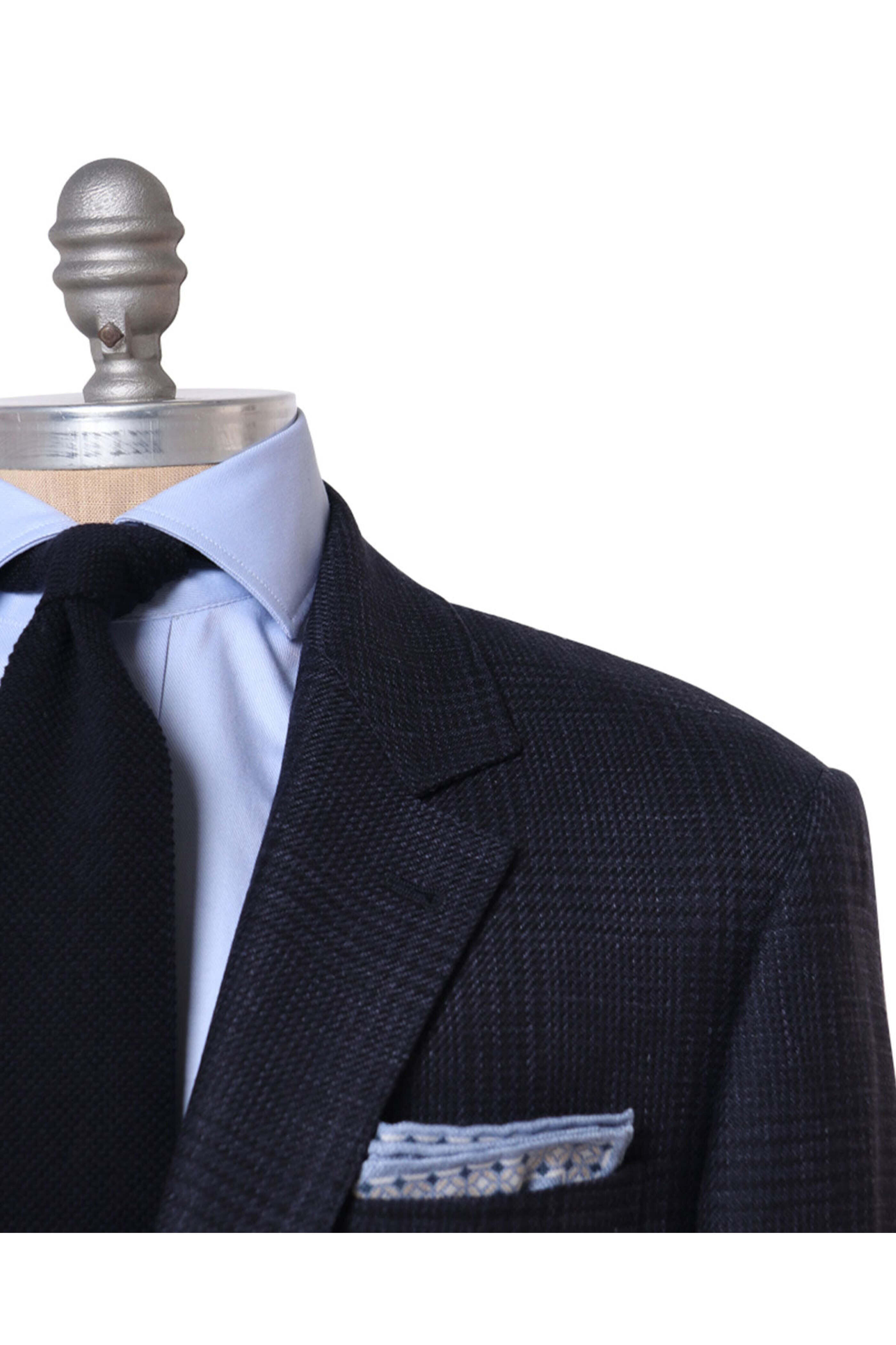 Brunello Cucinelli - Navy Plaid Wool Blend Suit