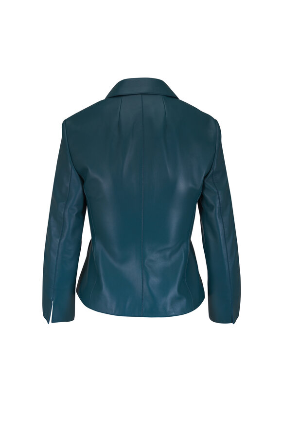 Akris Hecate Dark Teal Fitted Leather Jacket - view 3