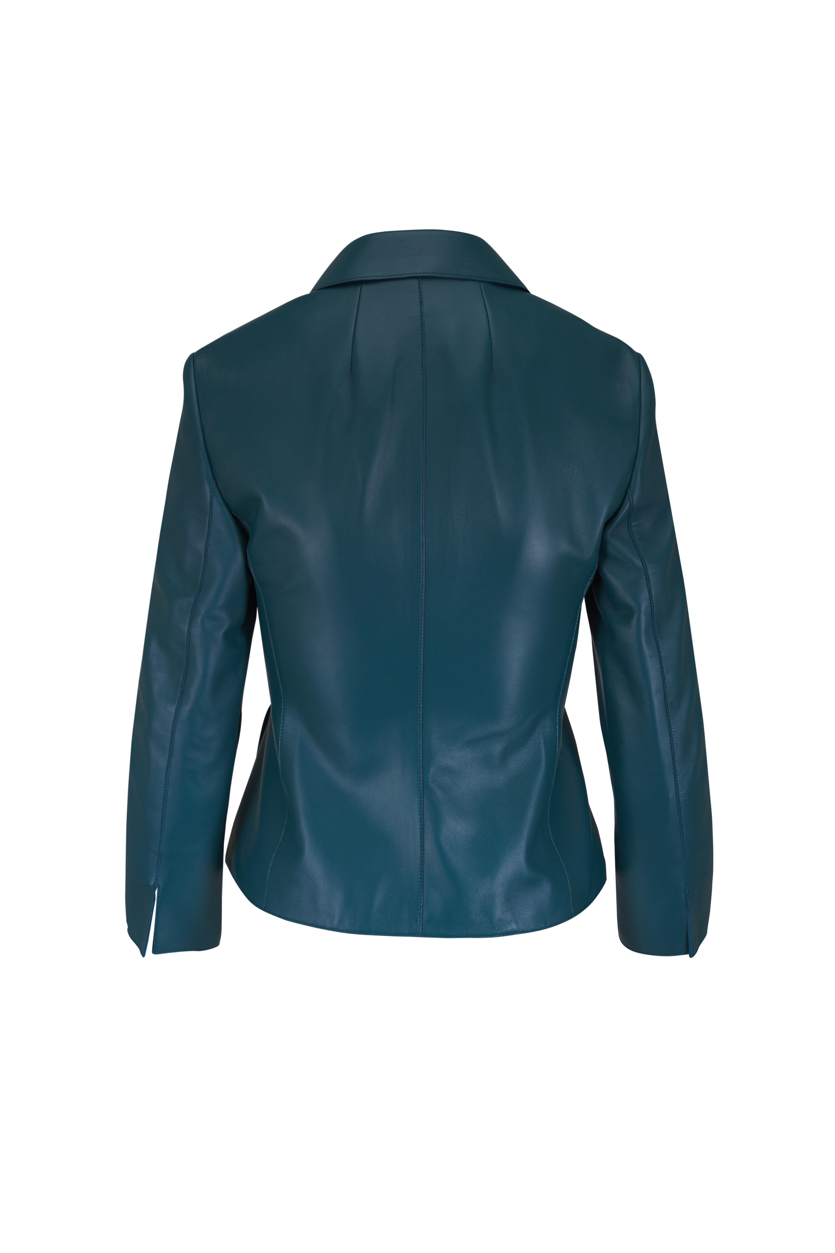 Akris - Hecate Dark Teal Fitted Leather Jacket - view 3
