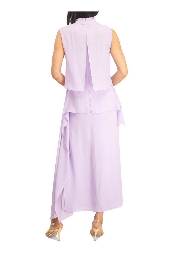 lavender silk midi dress Lavender Satin Midi Dress, Corseted Sleeveless Gown, Detachable Sleeves