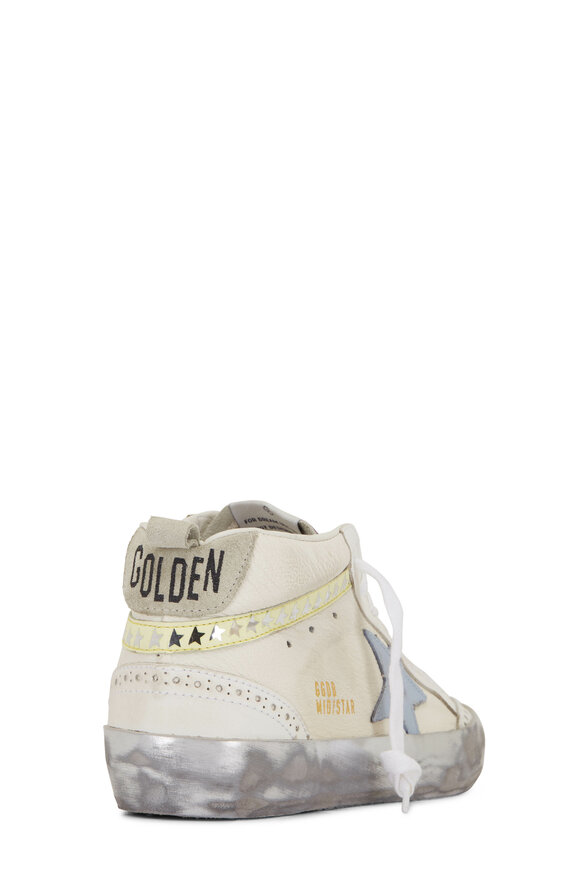 Golden Goose - Midstar White, Ice, Lime & Blue Star Sneaker