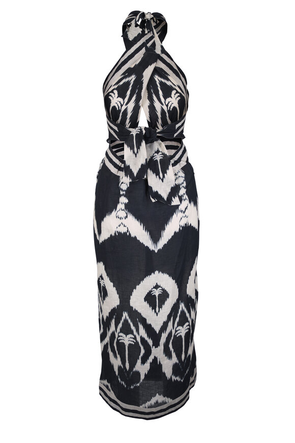Johanna Ortiz Buen Viento Black & Ecru Midi Dress - view 3