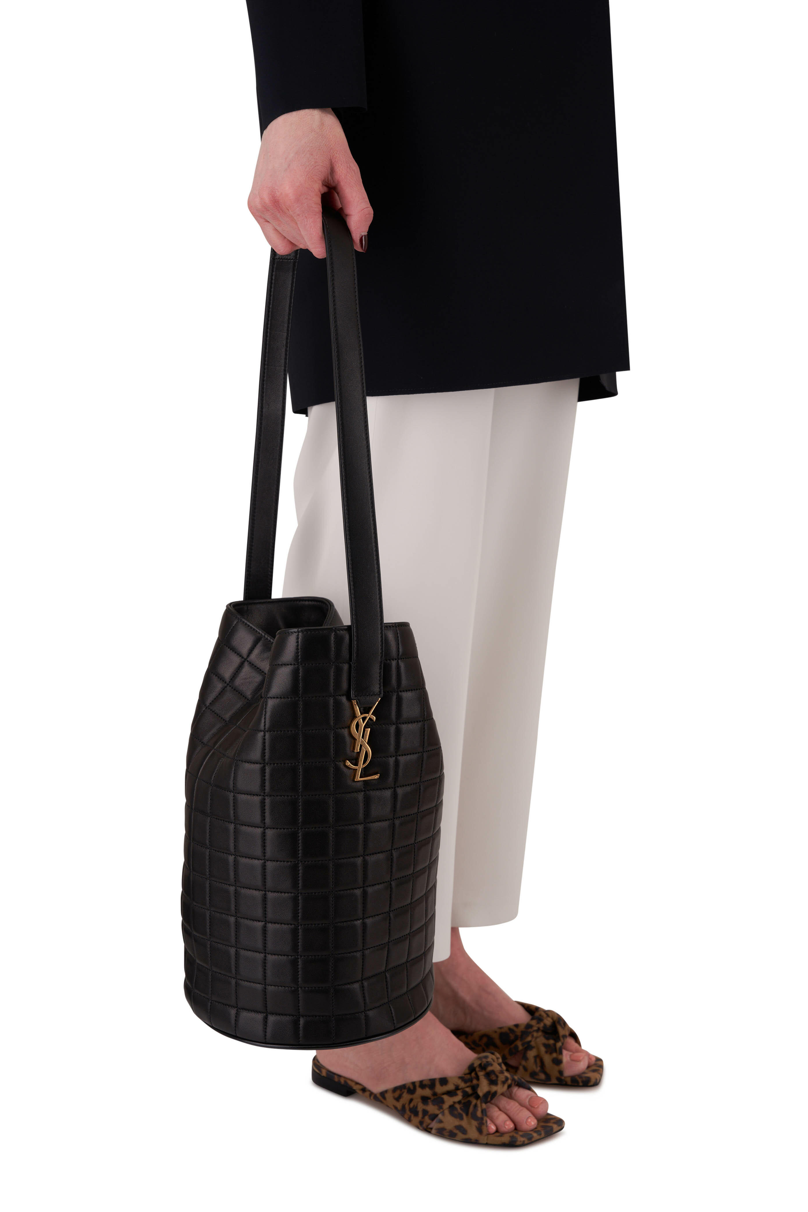 Saint Laurent - Cecil Black Quilted Lambskin Bucket Bag