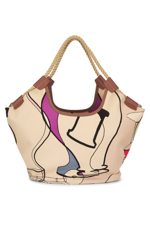 Loro Piana Gioia Rope & Leather Abstract Print Shopper Tote - view 2