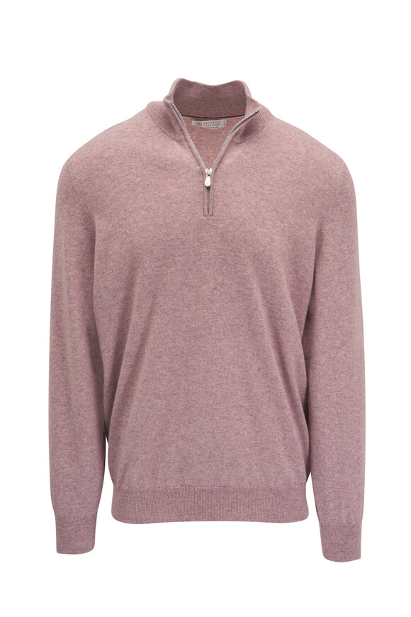 Brunello Cucinelli Lilac Cashmere Quarter Zip Pullover