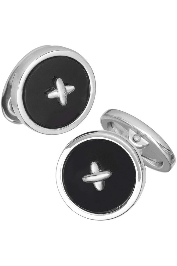 Dunhill - Engine-Turn Black & Silver Diamond Disc Cuff Links