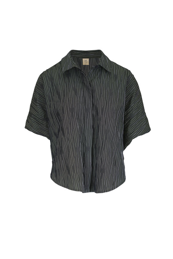 Zero + Maria Cornejo Circle Hunter Green Stripe Shirt - view 1