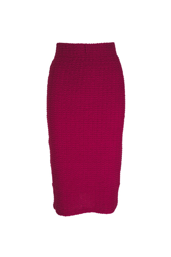 Vince Raspberry Smocked Midi Skirt 