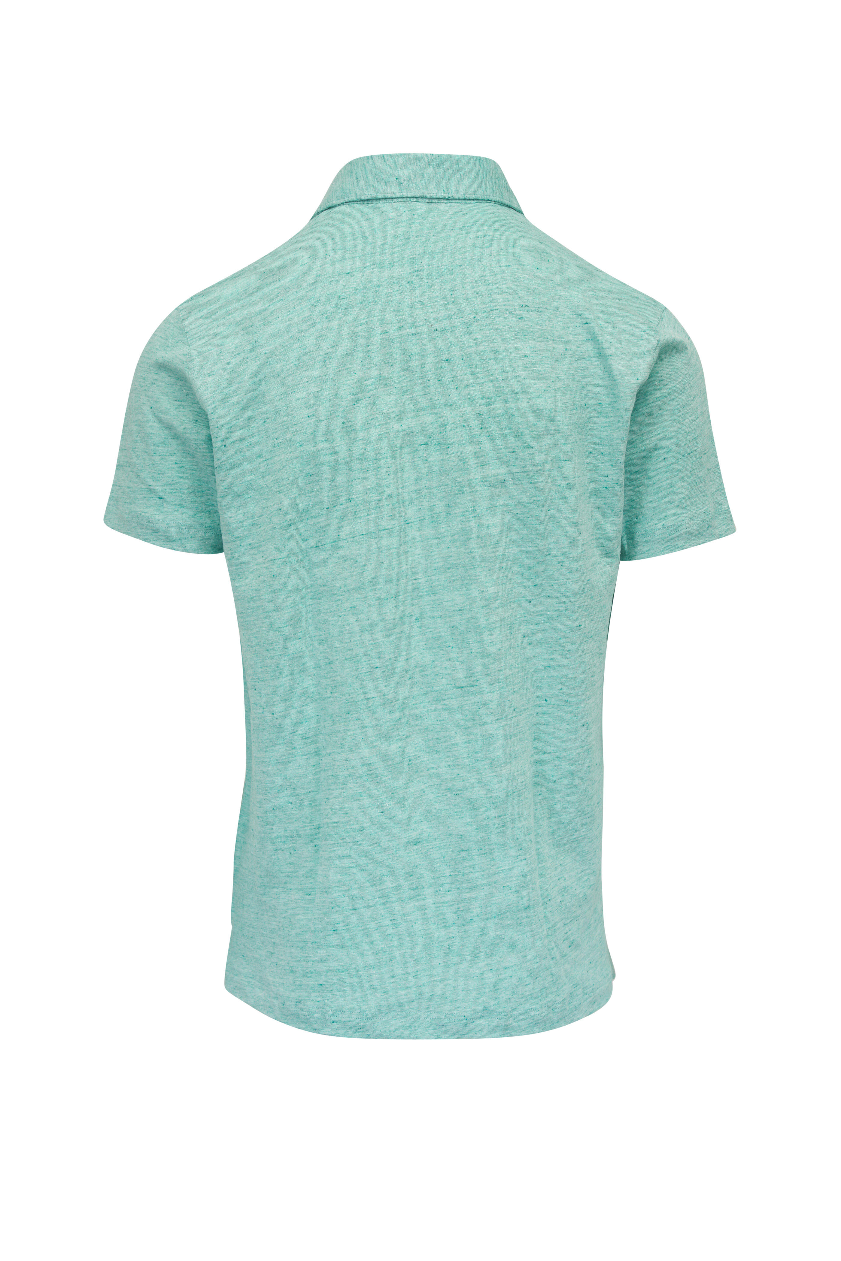 Stefan Brandt - Lime Green Turquoise Linen Jersey Polo
