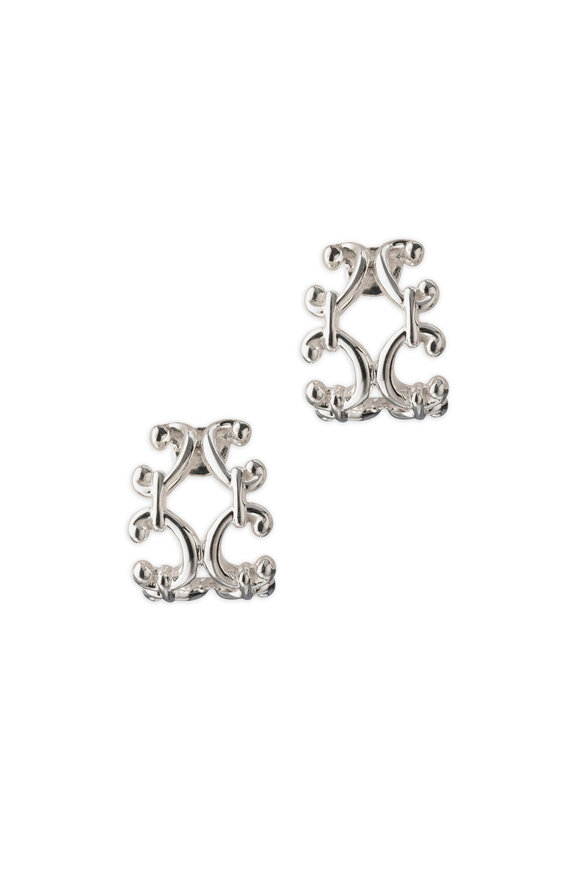 Monica Rich Kosann - Sterling Silver Small Scroll Huggie Earrings