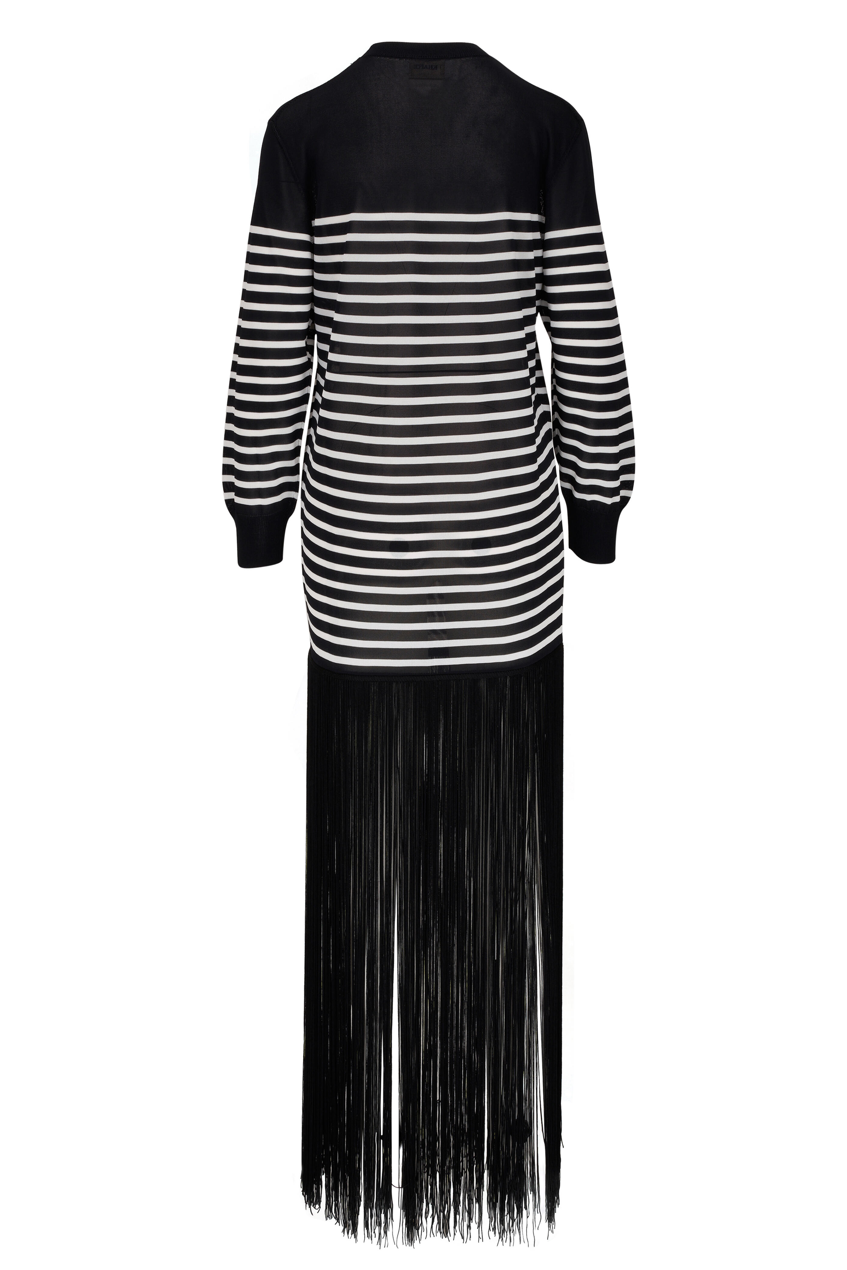 Khaite - Torino Ivory & Black Striped Fringe Dress