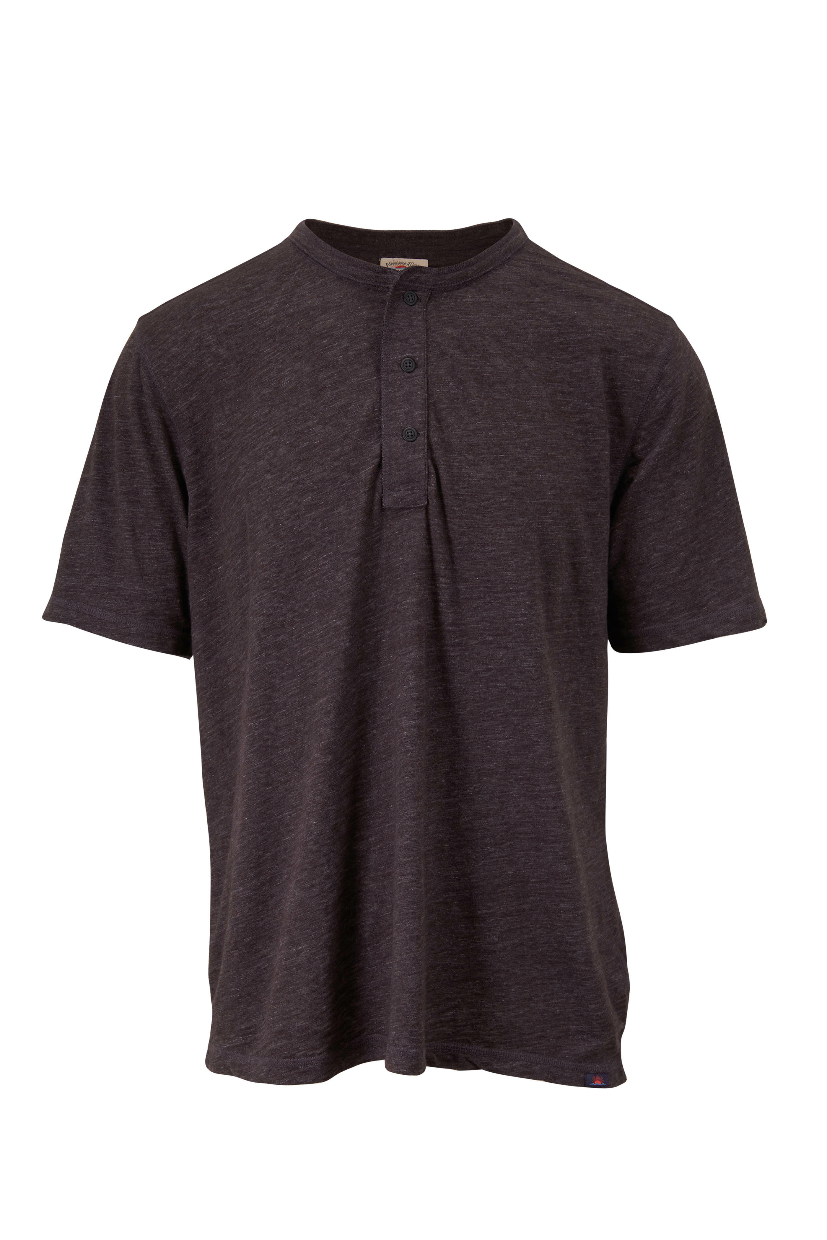 Faherty Brand Washed Black Short Sleeve Henley