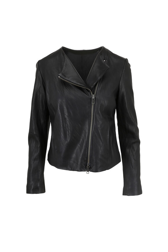 Vince - Black Lambskin Leather Moto Jacket