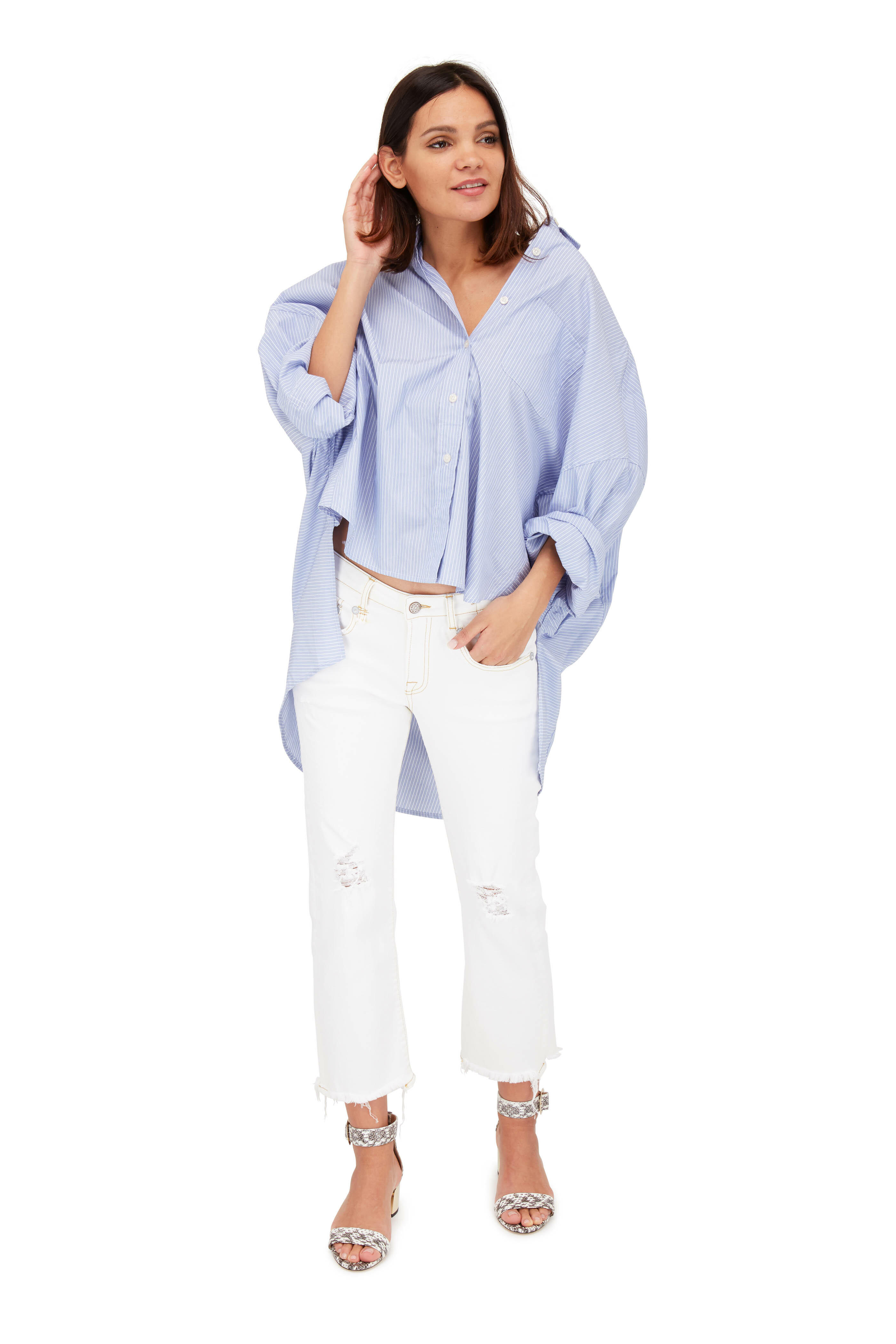 R13 - Oversized Light Blue Striped Cotton Shirt