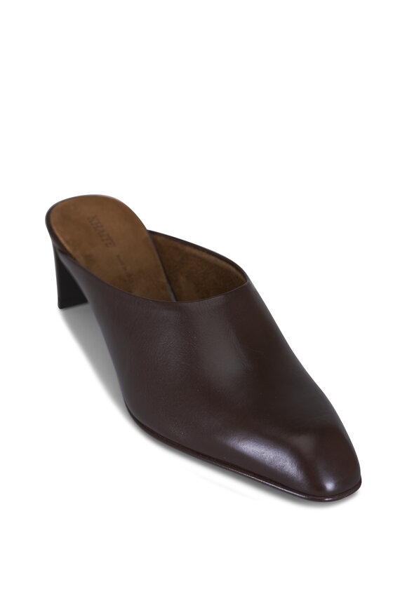 Khaite Colt Cacao Glazed Leather Mule, 50mm - view 1