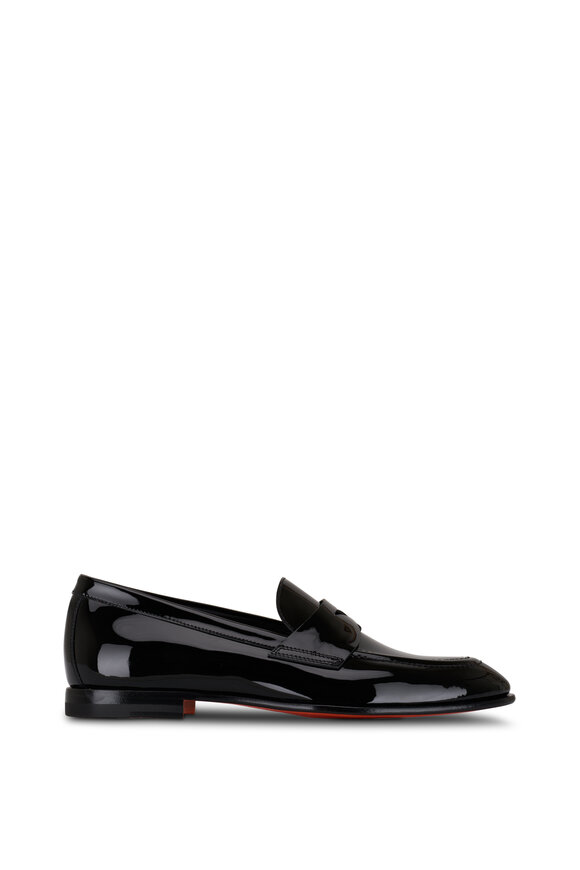 Santoni - Facile Black Patent Leather Penny Loafer